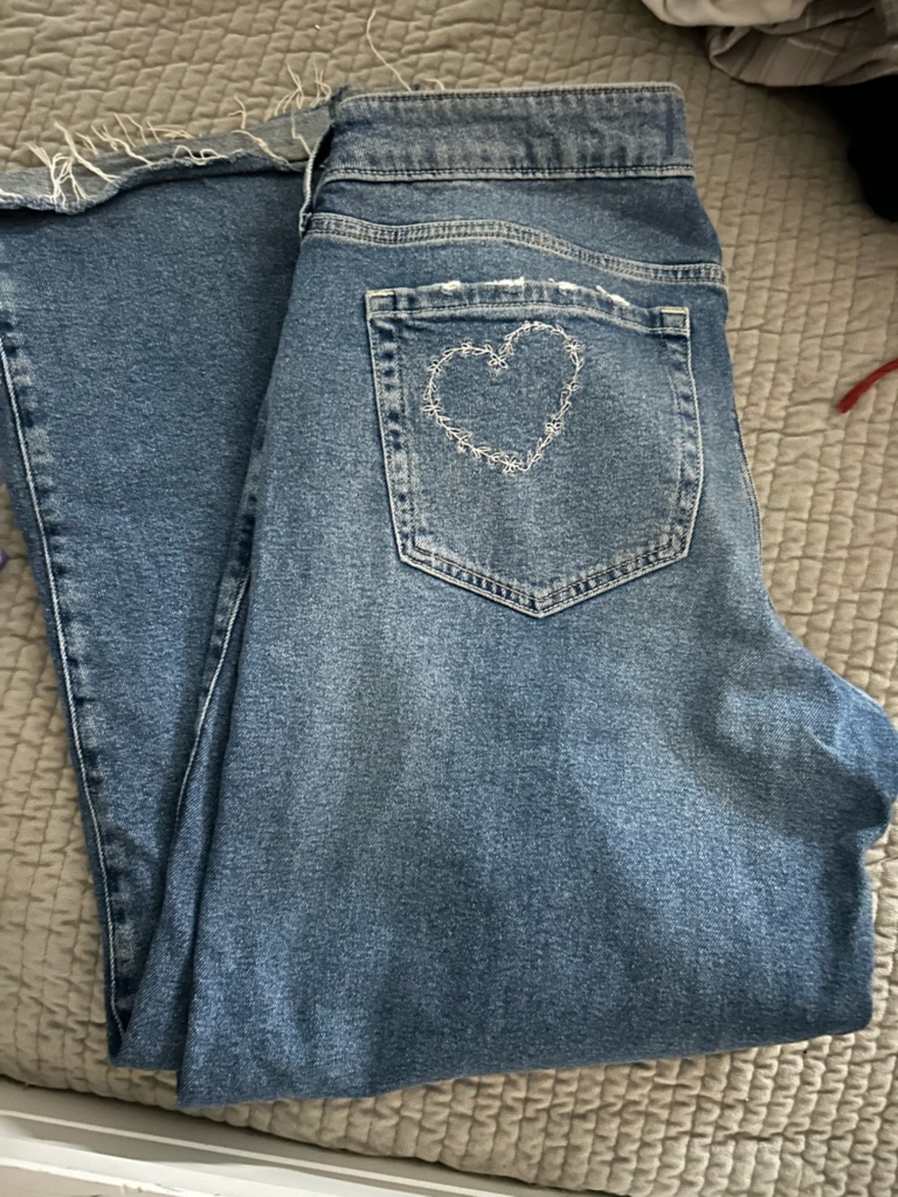 Hollister Medium Blue Flare Jeans with Heart Stitch Back Pocket